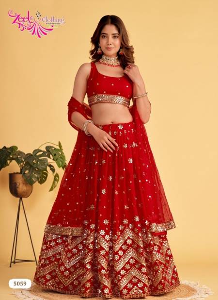 Red Gold Colour Antique Aura By Zeel 5059 TO 5064 Wholesale Party Wear Lehenga Choli Manufacturers 5059