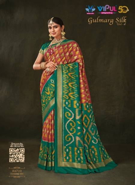 Red Green Colour Gulmarg Silk Vol  4 By Vipul Printed Silk Saree wholesale Online 81710