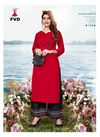 Red Jalwa vol 2 Designer Long Reyon Embroidery Work Party Wear Kurtis with Palazzo Collection 