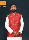Red Jute with Jacquard Modi Jacket 13006