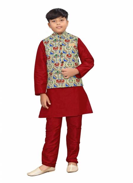 Red Kids Koti 2 Festive Wear Wholesale Modi Jacket Kids Wear Catalog 104