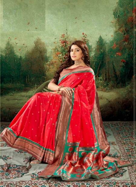 Red Kiya Paithani Silk By Rajpath Silk Saree Catalog 97008