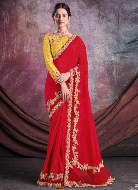 Red Mohmanthan Sarisha Mahotsav Wholesale Party Wear Sarees Catalog 22723