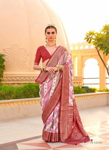Red Multi Colour Pratha By Trirath P.V Silk Foil Printed Casual Wear Saree Suppliers In India TR-10246