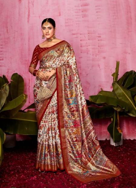 Red Multi Colour Samarpan By Shubh Shree Velvet Tusser Silk Wholesale Online 1001