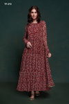 Red Multi Colour Summer Collection 5 By Arya Designer Printed Organza Gown With Dupatta Suppliers In India TF-272