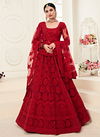 Red Alizeh Bridal Wear Embroidery Work Soft Net with Silk Satin Designer Heavy Wedding Lehenga Choli 1002C
