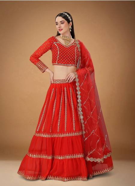 Red Noor By Biva 20011 To 20020 Party Wear Lehenga Choli Catalog 20020