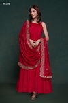 Red Pink Colour Summer Collection 5 By Arya Designer Georgette Gown With Dupatta Suppliers In India TF-279