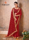 Red Subhash Georgette Foil Work Saree with Dupian Embroider Work Blouse Designer Rich Look Wedding Wear and Party Wear Saree 10311