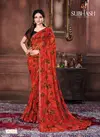 Red Subhash Saree Heavy Georgette Designer Printed Work Elegant Regular Wear Saree with Black Blouse 81314