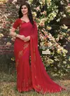 Red Subhash Saree Shringar Georgette Zari Butti And Border Work Printed Designer Heavy Saree 65009