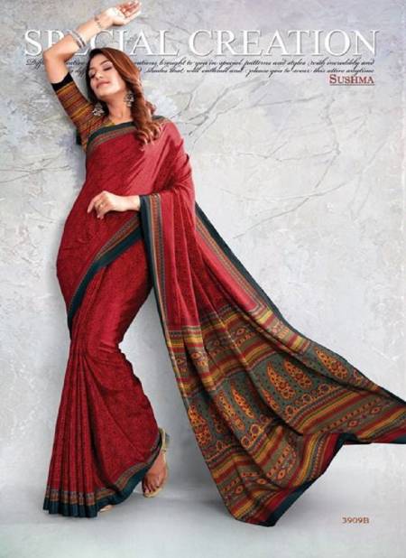 Red Sushma Set 39 Daily Wear Saree Catalog 3909 B