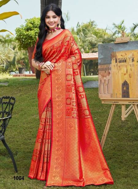 Red Vaibhavi Silk Vol 3 By Sangam Kanjivaram Silk Designer Saree Catalog 1004