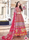 Red Virasat Vol MAYURI Deigner Killer Silk Digital Patola Print Exclusive Gown Collection With Free Matching POTLI Bag 1058