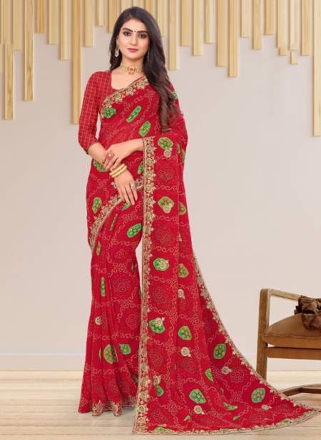 Red Yamuna Designer Wholesale Printed Daily Wear Saree Catalog 11905