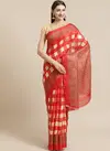 Red and White Bhagalpuri Saree 16