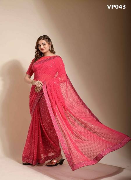 Rose Pink Colour Koski Chokdi By Fashion Berry Soft Georgette Designer Saree Catalog VP043