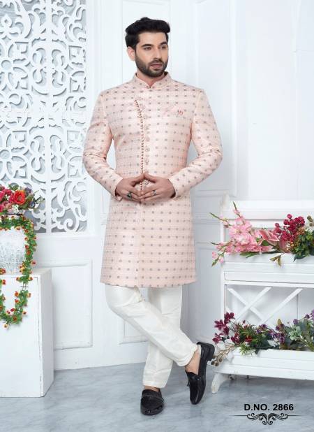 Rose Pink Colour Party Wear Mens Desginer Indo Western Wholesale Market In Surat 2866