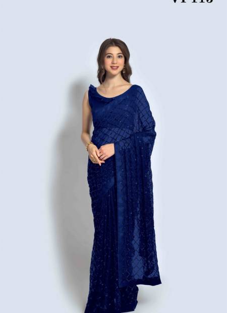 Royal Blue Colour Chokadi By Fashion Berry Party Wear Saree Catalog 113