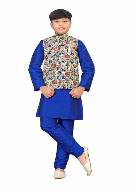 Royal Blue Colour Kids Koti 2 Festive Wear Wholesale Modi Jacket Kids Wear Catalog 113