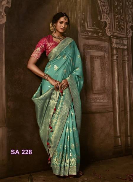 Royal Green Colour Apsara By Kimora Dola Silk Designer Saree Catalog SA 228