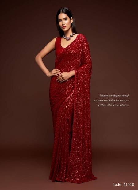 Ruby Red Colour Zeel The Starlit Sarees Georgette Party Wear Saree Wholesale Online 1010