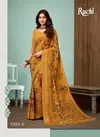 Yellow Colour Flower Printed Ruchi Sarees Blueberry Vol 13 Chiffon Saree 1309A