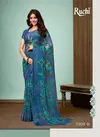 Blue Color Flower Print Ruchi Sarees Blueberry Vol 13 Chiffon Daily Wear Sarees 1309B