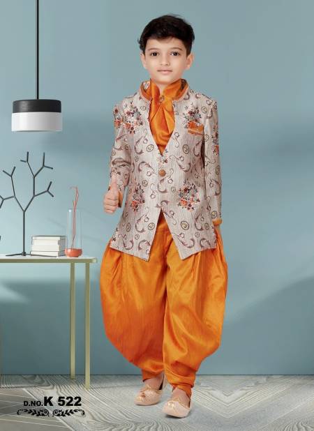 Rust Colour Kids Party Wear Kurta Pajama Catalog K 522