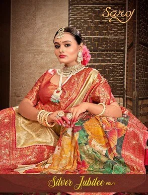 Silver Jubilee Saroski Vol 1 By Saroj Festive Wear Silk Saree Wholesale In India
