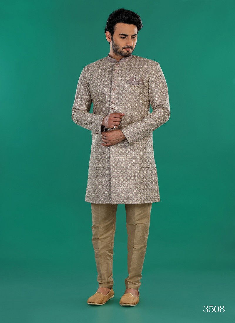 Sand Colour 1646 1 Wedding Wear Mens Indo Western Suppliers In India 3508