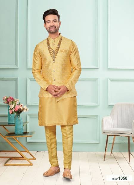 Sand Colour GS Fashion Wedding Wear Mens Designer Modi Jacket Kurta Pajama Wholesale Online 1058