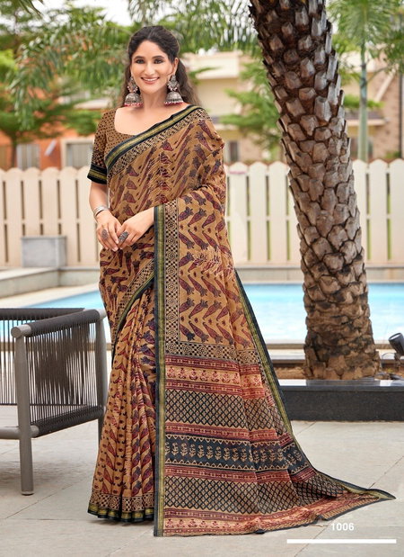 Sand Colour Kasak By Sr Mulmul Cotton Printed Wholesale Saree Wholesale Online 1006