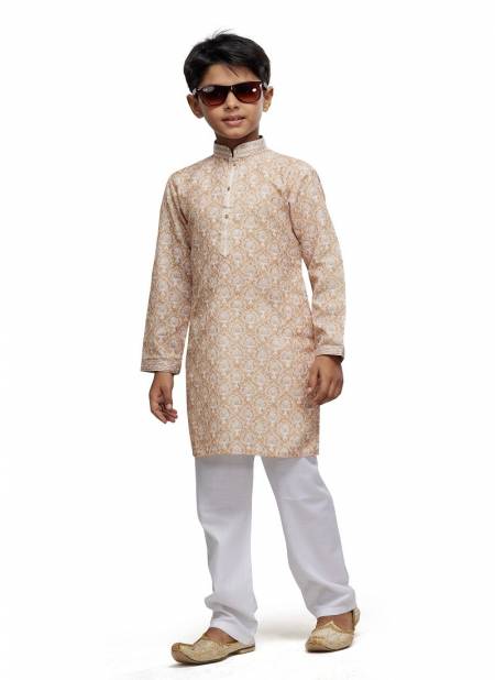 Sand Colour Kids Occasion Wear Designer Kurta Pajama Wholesale Shop In Surat 530