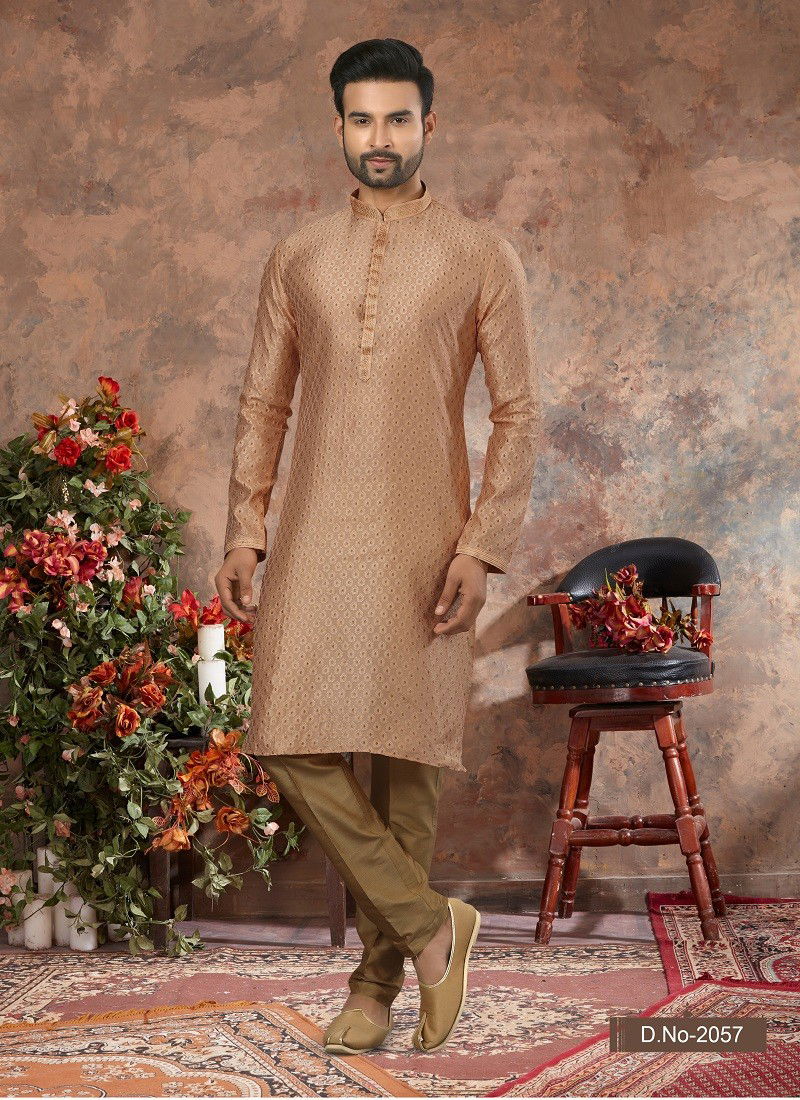 Sand Colour Vol 10 Occasion Wear Mens Kurta Pajama Wholesale Market In Surat 2057