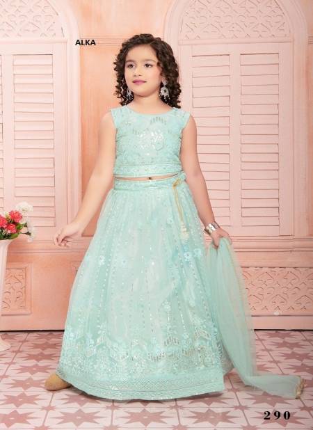 Sea Blue Colour Aaradhna vol 44 By Alka Kids Wear Heavy Embroidery Lehenga Wholesale Online 290
