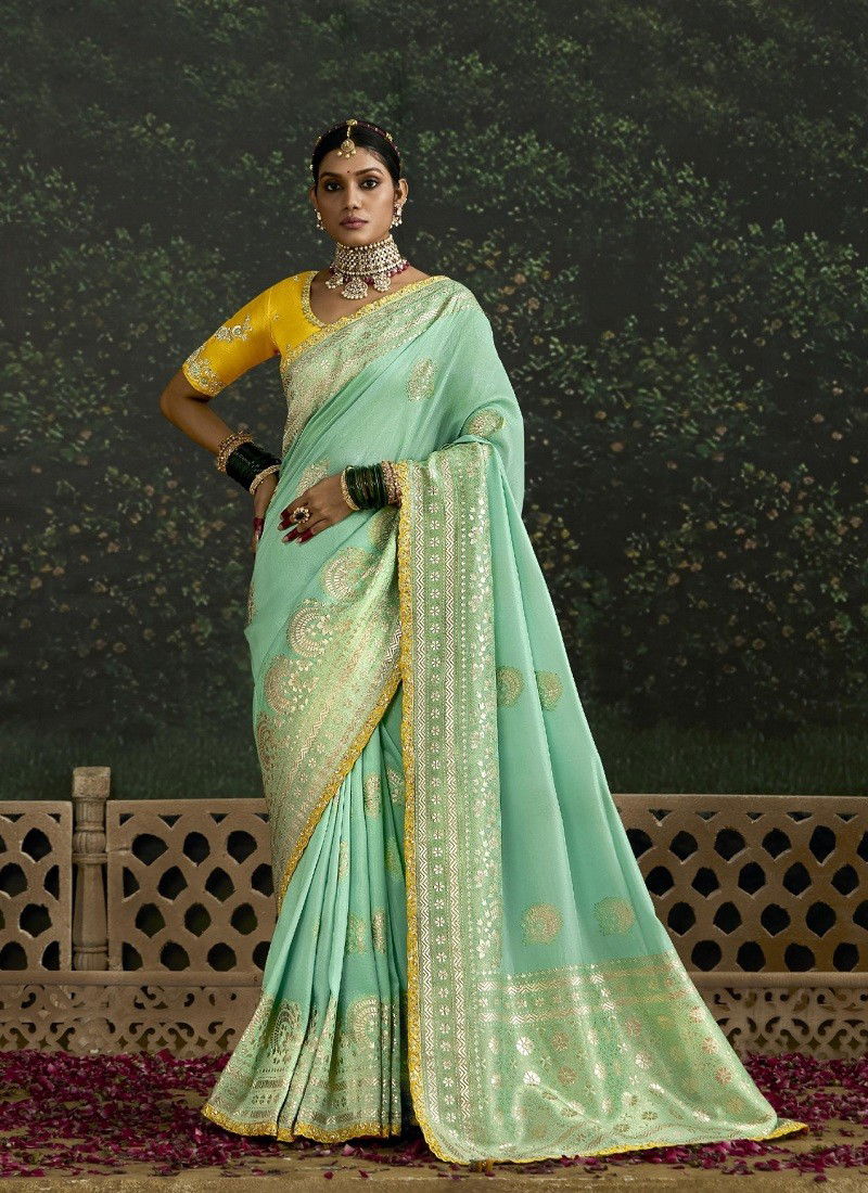 Sea Blue Colour Baisaa By Kimora Dola Silk Occasion Wear Saree Suppliers In India SA 314