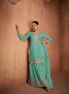 Sea Blue Colour Elvira By Gulkayra Chinon Readymade Suits Orders In India 7488-A