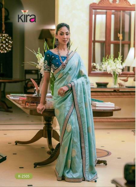 Sea Blue Colour Khwahish By Kira Dola Silk Wholesale Saree Suppliers In Mumbai K-2505