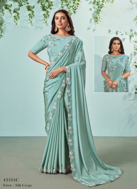 Sea Blue Colour Norita By Mahotsav New Festive Wear Crepe Silk Saree Wholesale Shop In Surat 43101C