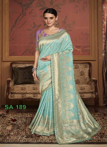 Sea Blue Colour Sindhuri Maharani By Kimora wedding Dola Silk Saree Wholesale Market SA 189