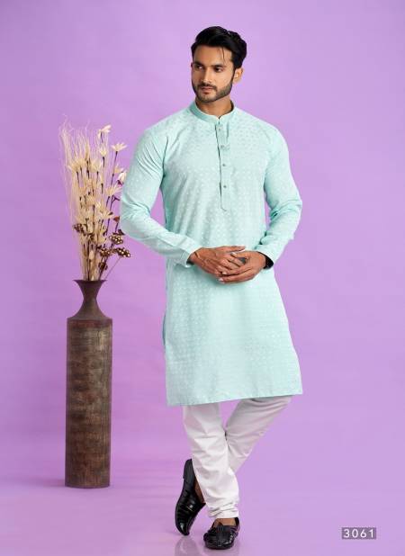 Sea Blue Colour Wedding Mens Wear Pintux Stright Kurta Pajama Wholesale Clothing Suppliers In India 3061