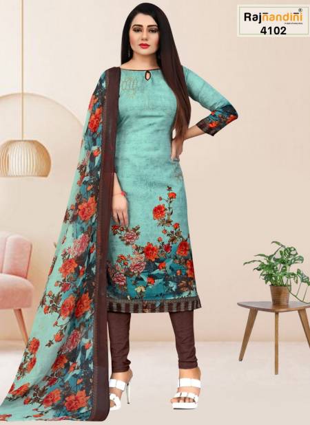 Sea Green And Brown Colour Mohini Cotton Dress Material Catalog 4102