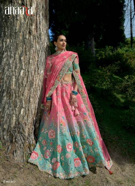 Sea Green And Pink Colour Anaara 63 By Tathastu Banarasi Silk Designer Lehenga Choli Catalog 6312