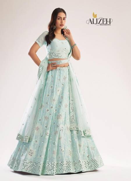 Sea Green Bridal Heritage Premium By Alizeh Net With Silk Party Lehenga Choli Wholesale Maufacturers 1051