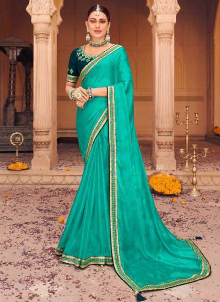Sea Green Colour Aadhya Festive Wear Wholesale Silk Sarees Catalog 6306