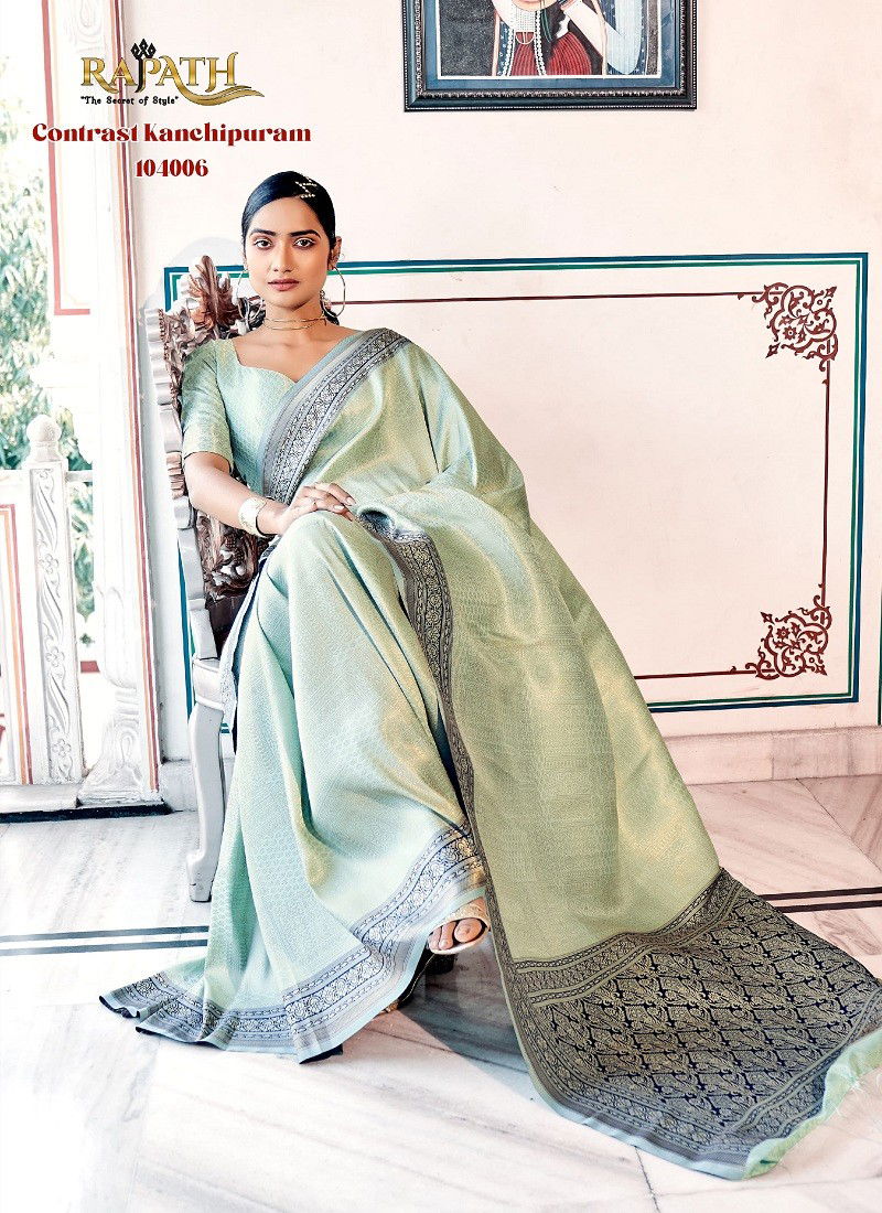 Sea Green Colour Aaidehi Silk By Rajpath Kanjivaram Saree Wholesale Clothing Distributors In India 104006