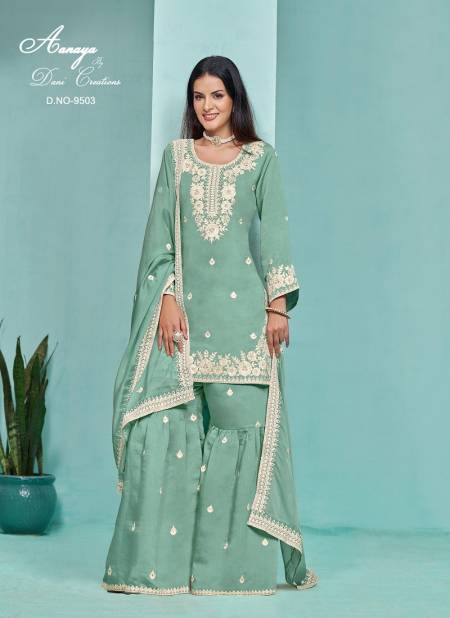 Sea Green Colour Aanaya Vol 195 By Twisha Designer Wear Sharara Suit Exporters In India 9503