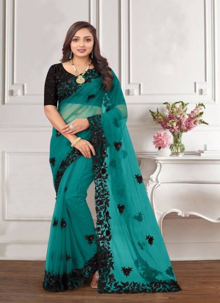 Sea Green Colour Ahilya By Nari Fashion Party Wear Saree Catalog 7035